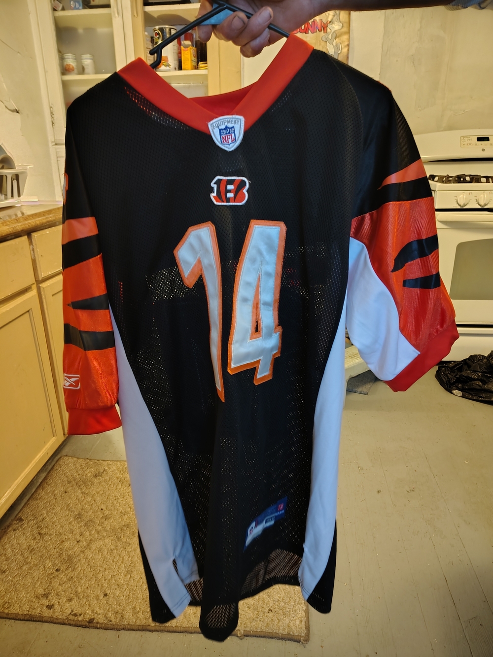 Reebok Cincinnati Bengals #14 Black and Orange Men’s Jersey